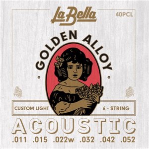 JUEGO DE CUERDAS PARA GUITARRA ACÚSTICA LA BELLA GOLDEN ALLOY CUSTOM LIGHT 11-52