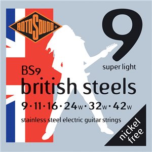JUEGO DE CUERDAS ROTOSOUND PARA GUITARRA ELÉCTRICA BRITISH STEELS 9-42