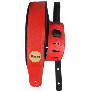 CORREA BASSO PARA GUITARRA Y BAJO SERIE CUERO ROJA
