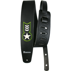 CORREA BASSO PARA GUITARRA Y BAJO SERIE VINTAGE NEGRA CON EMBLEMA