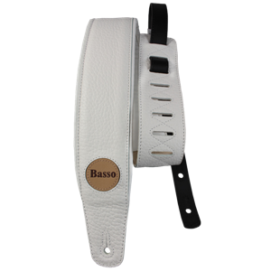 CORREA BASSO PARA GUITARRA Y BAJO SERIE CUERO BLANCO