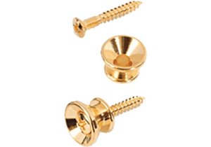 Pack de 2 soportes de sujección para correas válido para guitarras de tipo Stratocaster. Color dora