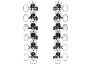 Clavijas cromadas de afinación de tamaño mini para acústicas de 12 cuerdas. Disposición 6+6