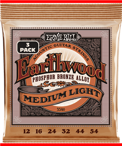 JUEGO ACÚSTICA EARTHWOOD PHOS/BZ MEDIUM LIGHT 12-54 TRIPACK (3)