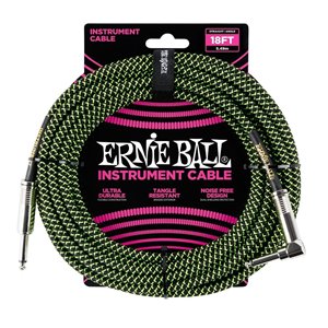 CABLE INSTRUMENTO TRENZADO JACK-JACK SA  4,57 m  - Negro / Verde