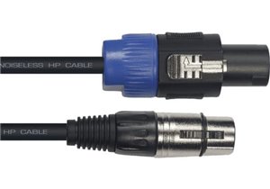 Cable de 9 metros de largo. De XLR hembra a 2 Speakon de 1,5 mm