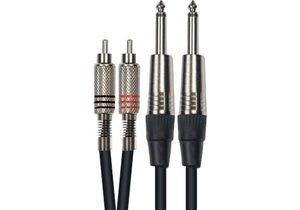 Cable de 3 metros de largo. 2 RCA macho a 2 jack  mono macho