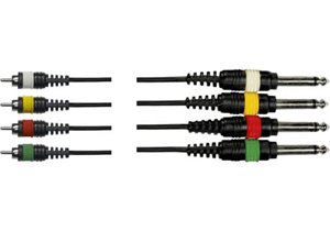 Cable de 3 metros de longitud. 4 jacks mono macho a 4 RCA macho