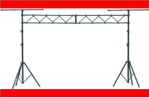 ESTRUCTURA MONTAJE LUCES - DOS SOPORTES TRÍPODES CON BARRA CENTRAL