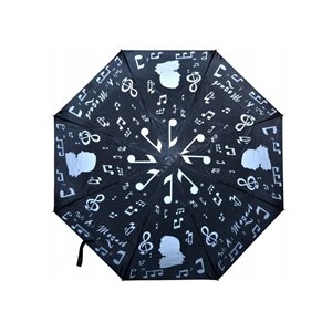 DL-133 Paraguas plegable negro Mozart con notas musicales