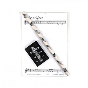 Fantasía musical con bloc de notas, lápiz y goma